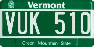VT license plate VUK510