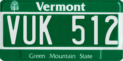 VT license plate VUK512