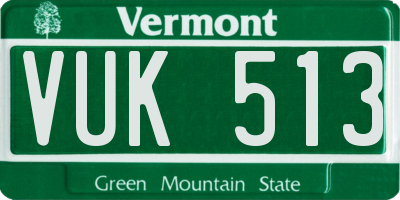 VT license plate VUK513