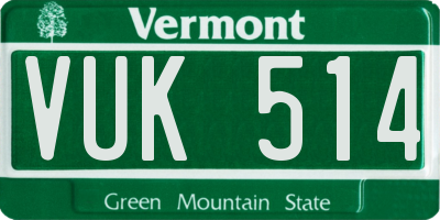 VT license plate VUK514