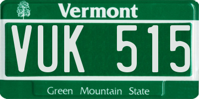 VT license plate VUK515