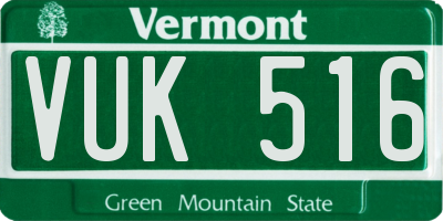 VT license plate VUK516