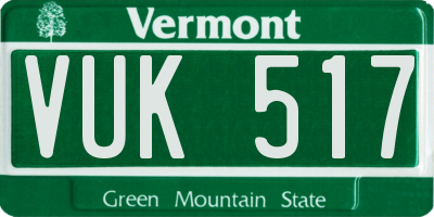 VT license plate VUK517