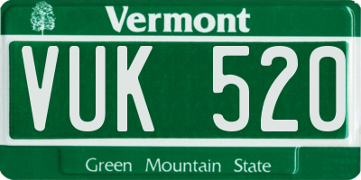 VT license plate VUK520