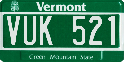 VT license plate VUK521