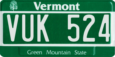 VT license plate VUK524