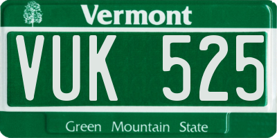 VT license plate VUK525