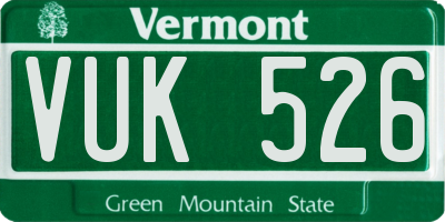 VT license plate VUK526