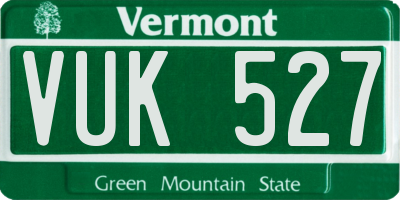 VT license plate VUK527
