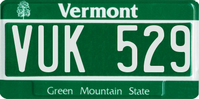 VT license plate VUK529