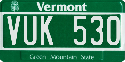 VT license plate VUK530