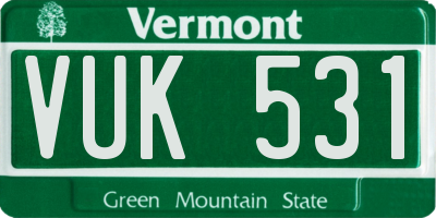 VT license plate VUK531