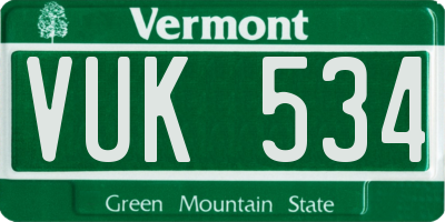 VT license plate VUK534