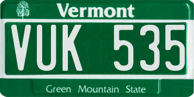 VT license plate VUK535