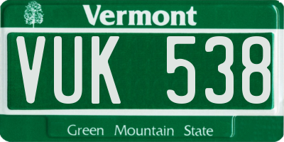 VT license plate VUK538