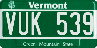 VT license plate VUK539