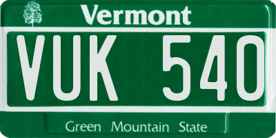 VT license plate VUK540