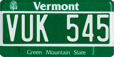 VT license plate VUK545