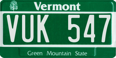 VT license plate VUK547