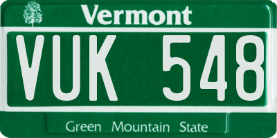 VT license plate VUK548