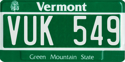VT license plate VUK549