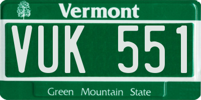 VT license plate VUK551