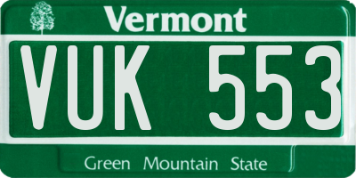 VT license plate VUK553
