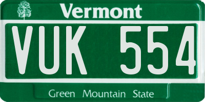 VT license plate VUK554