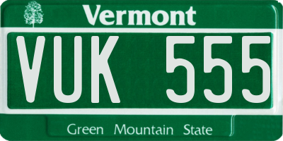 VT license plate VUK555