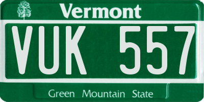 VT license plate VUK557
