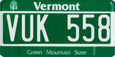 VT license plate VUK558