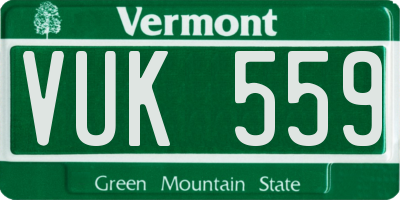 VT license plate VUK559