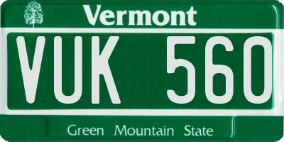 VT license plate VUK560