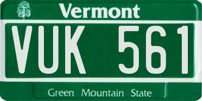 VT license plate VUK561