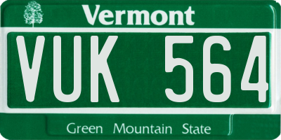 VT license plate VUK564