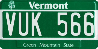 VT license plate VUK566