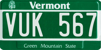 VT license plate VUK567