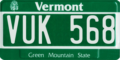 VT license plate VUK568