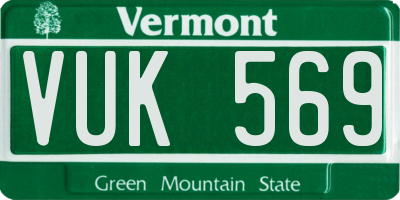 VT license plate VUK569