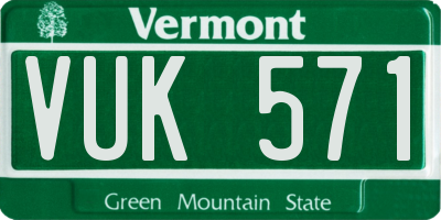 VT license plate VUK571