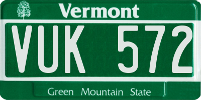 VT license plate VUK572