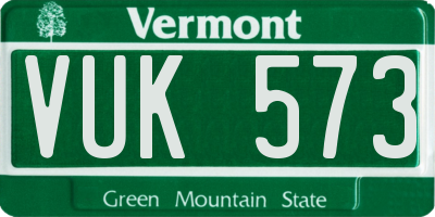VT license plate VUK573