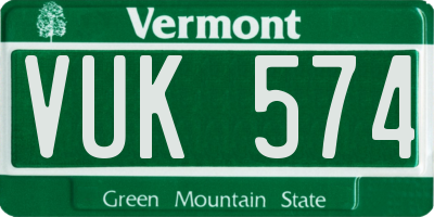 VT license plate VUK574
