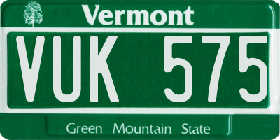 VT license plate VUK575