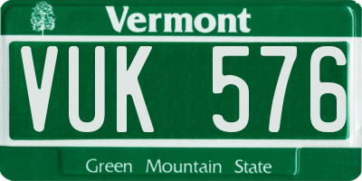 VT license plate VUK576