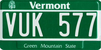 VT license plate VUK577