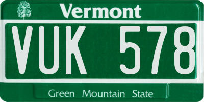 VT license plate VUK578