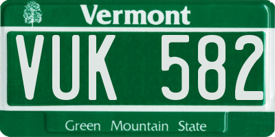 VT license plate VUK582