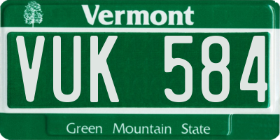 VT license plate VUK584