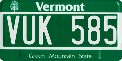 VT license plate VUK585